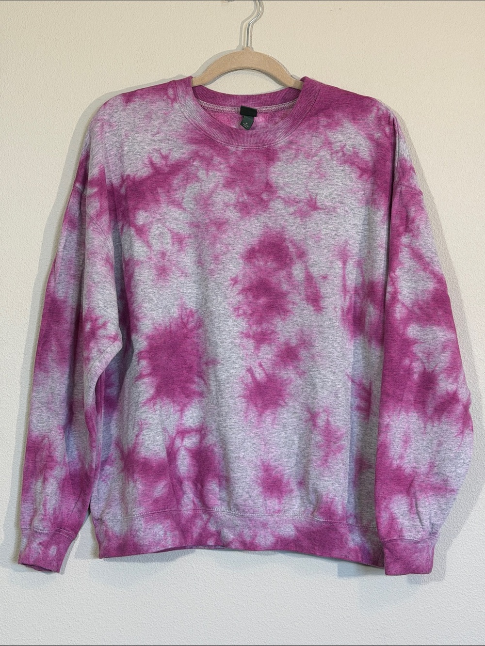 wild fable Men's Tie-Dye Crewneck Sweatshirt - Magenta & Gray